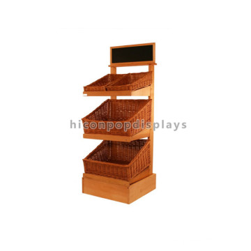 Custom Retail Store Free Design 3-Layer Floor Standing Reliable Wood Fruit And Vegetable Display Units
